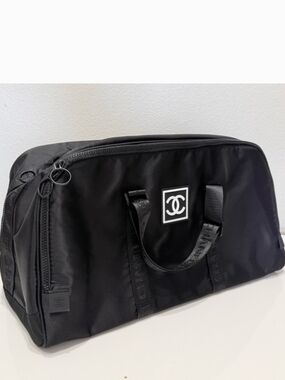 Black Nylon With White Branding Travel Or Gym Bag